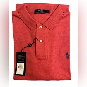 Brand NWT Ralph Lauren polo men’s Large. Salmon and dark blue horse